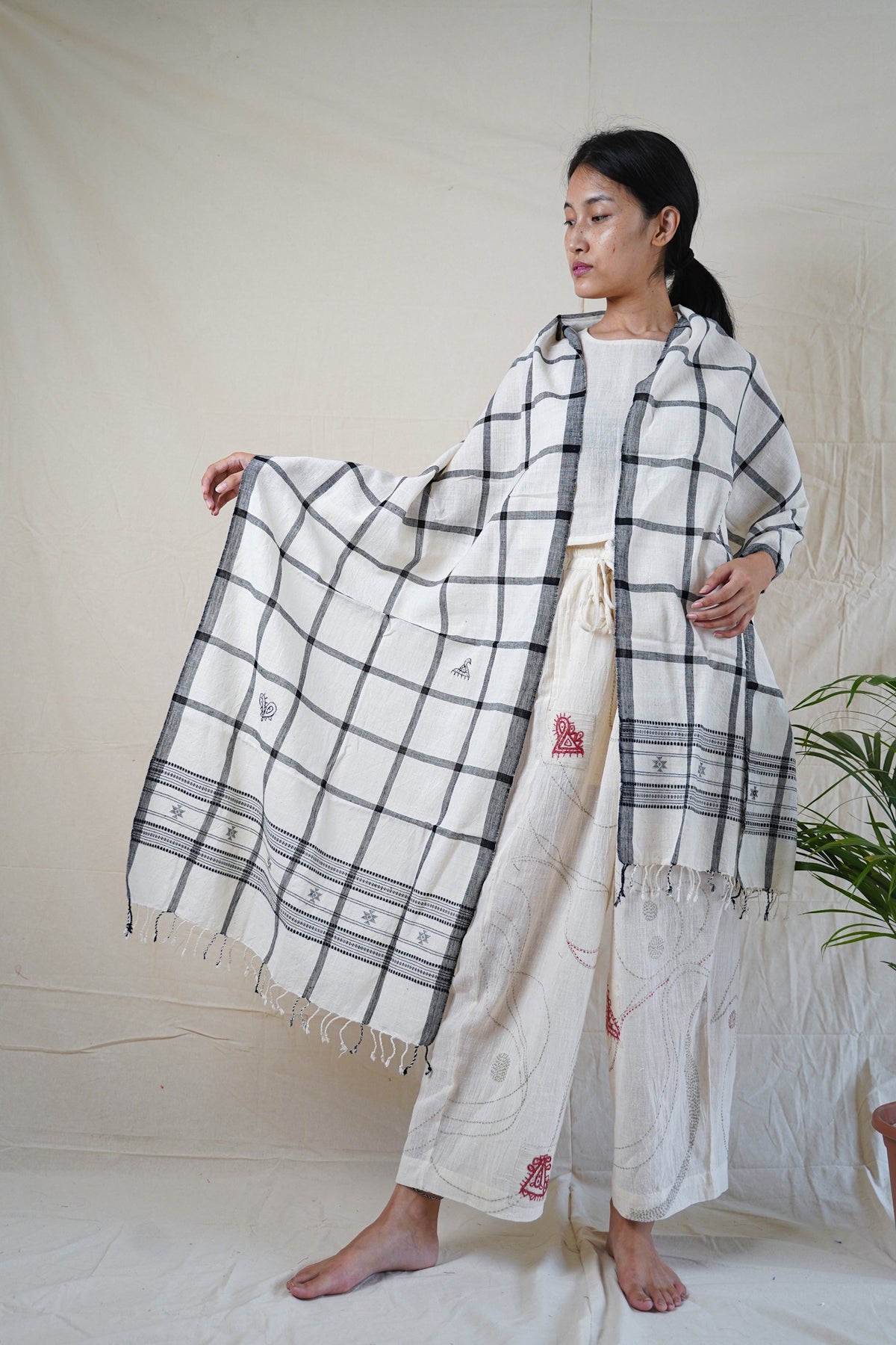 Monochrome Gingham scarf