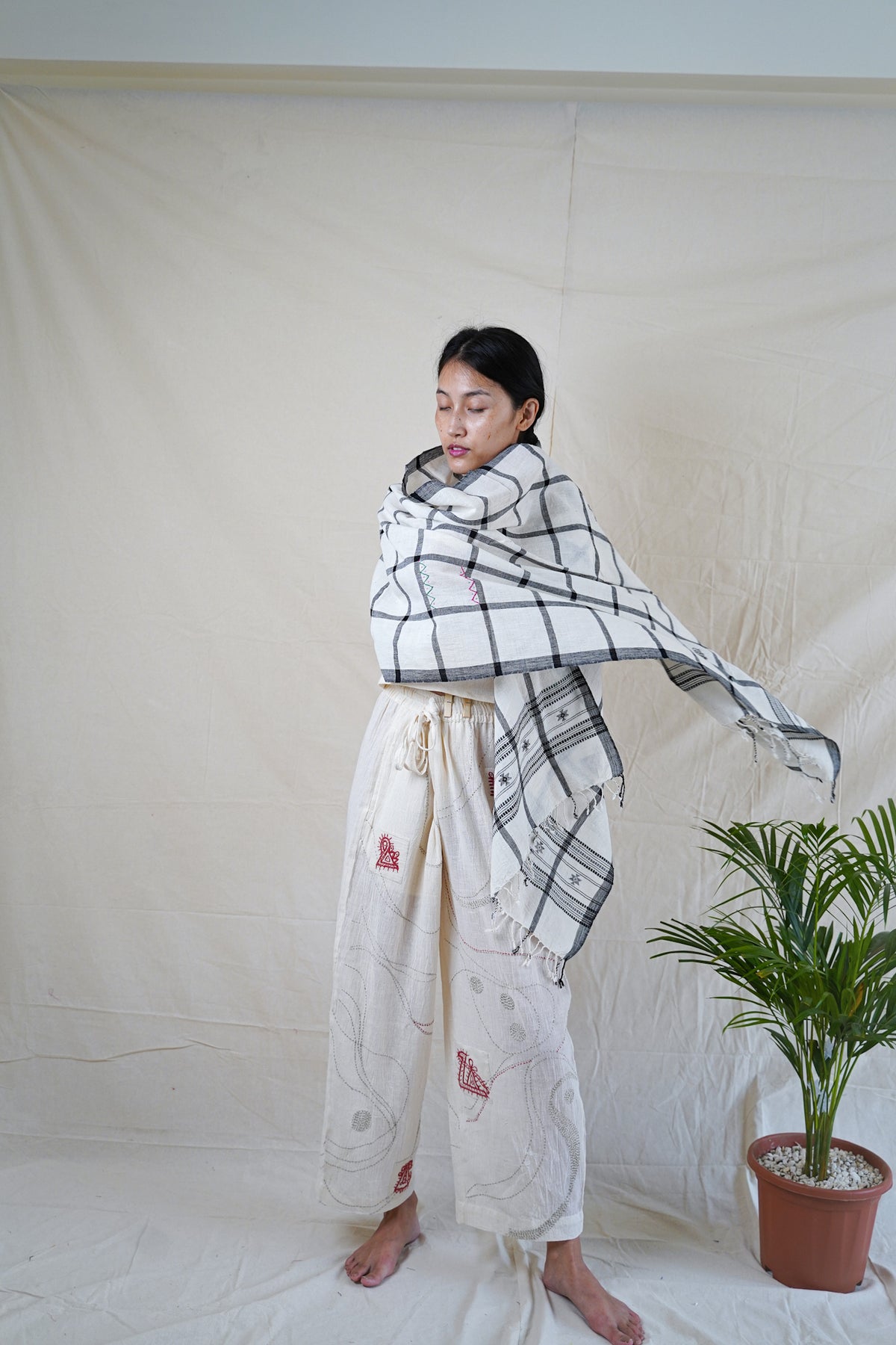 Monochrome Gingham scarf