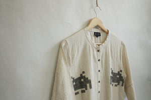 Space Invader Cotton Kurta- L