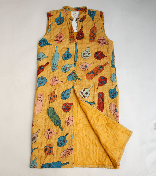 Hand-painted Kalamkari Quilted Jacket  - L